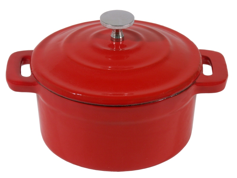 Mini Cocotte, rund, Eisenguss, rot, I: 0,25 ltr., D: 9 cm, H: 4 cm