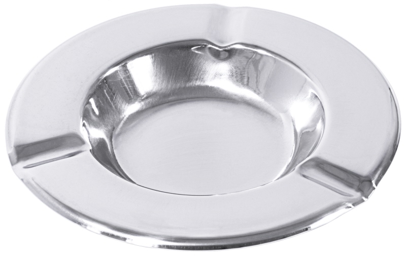 Aschenbecher, Edelstahl, hochglänzend, D: 12,5 cm, H: 2 cm