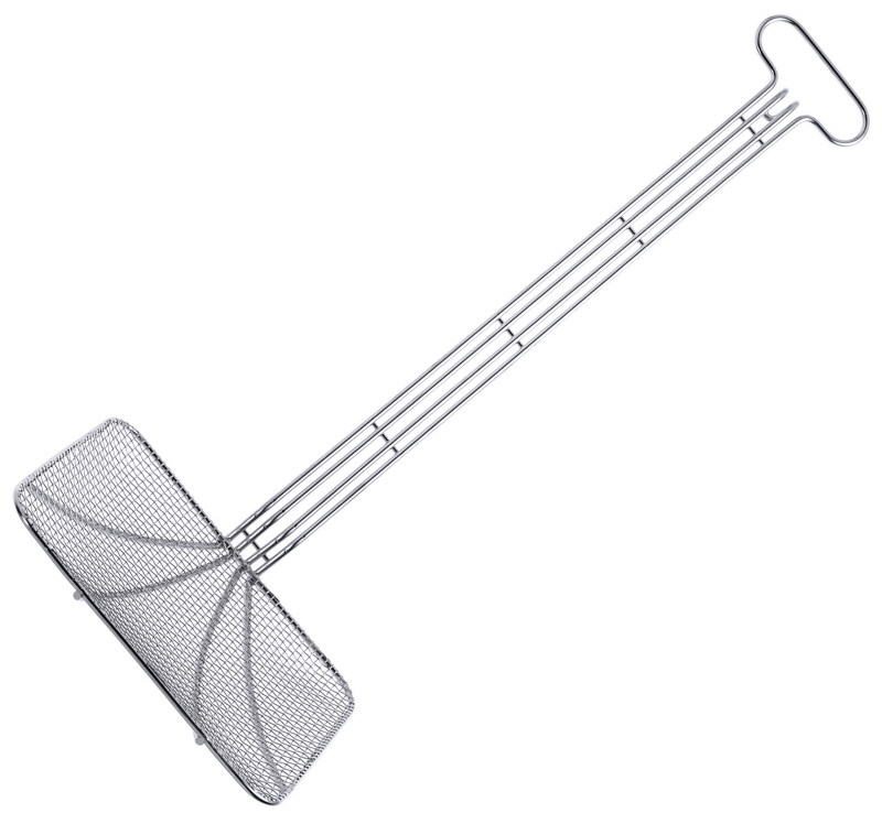 Frittierschaufel rechteckig, Edelstahl, 28 x 23 cm, Stiellänge: 61,5 cm