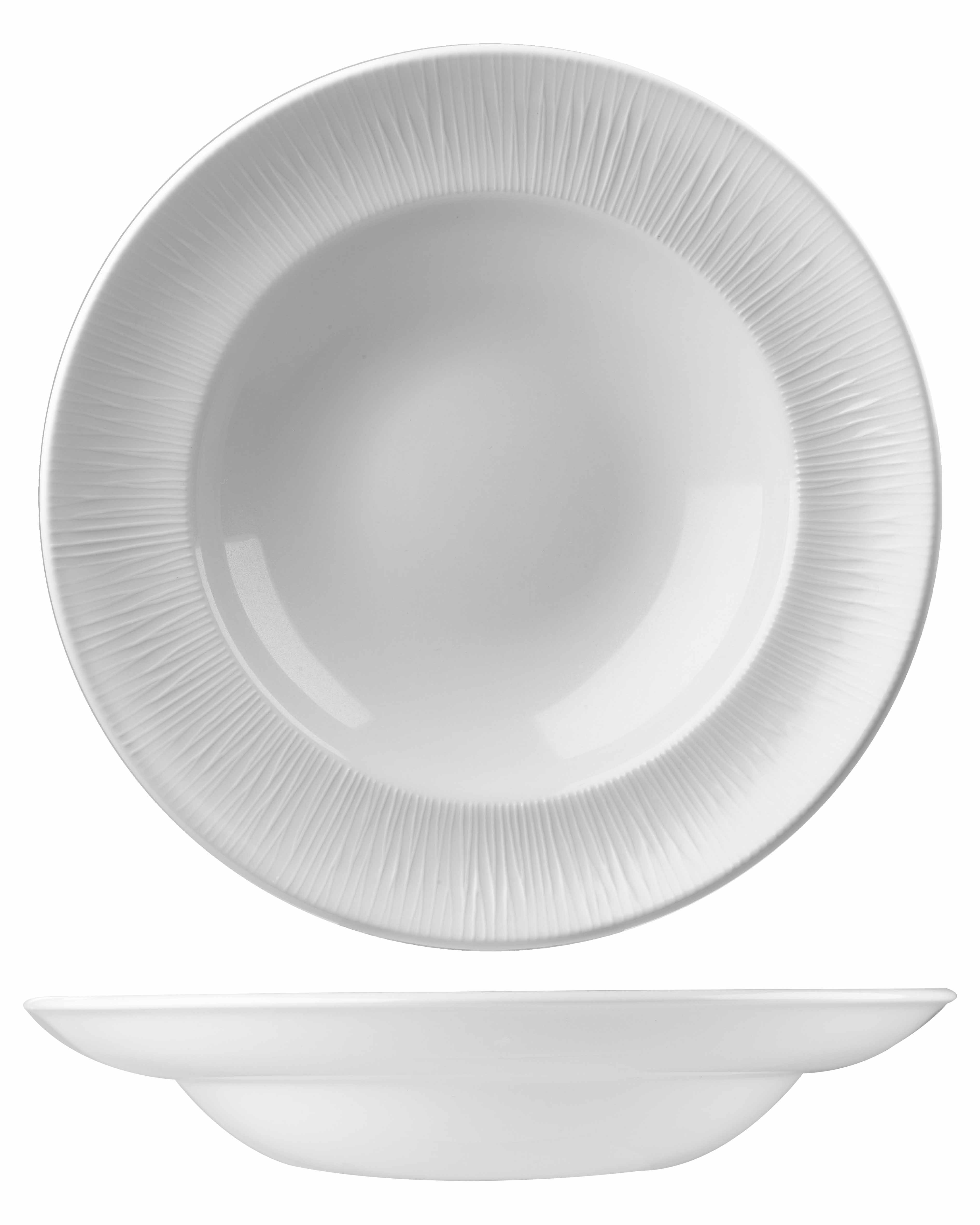 Churchill, Bamboo - Pastateller breite Fahne, uni/ weiss, 30,8 cm/ 0,59 ltr.