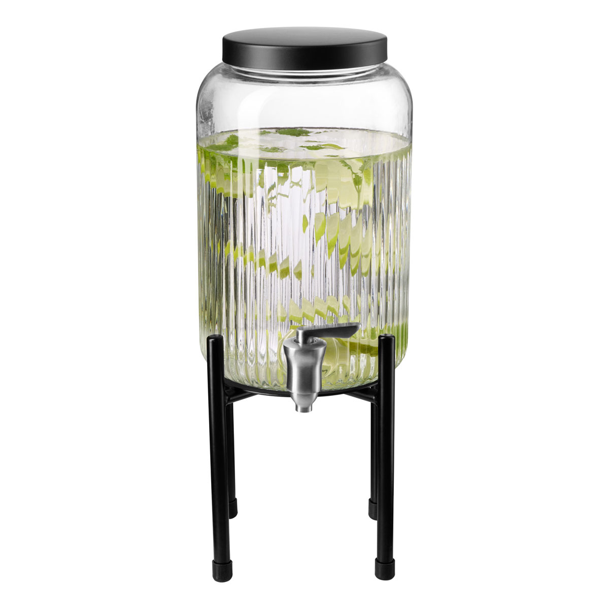 Getraenkespender INDUSTRIAL, Glasbehaelter, Metall schwarz , D: 16 cm, H: 40 cm, I:  3,8 ltr.