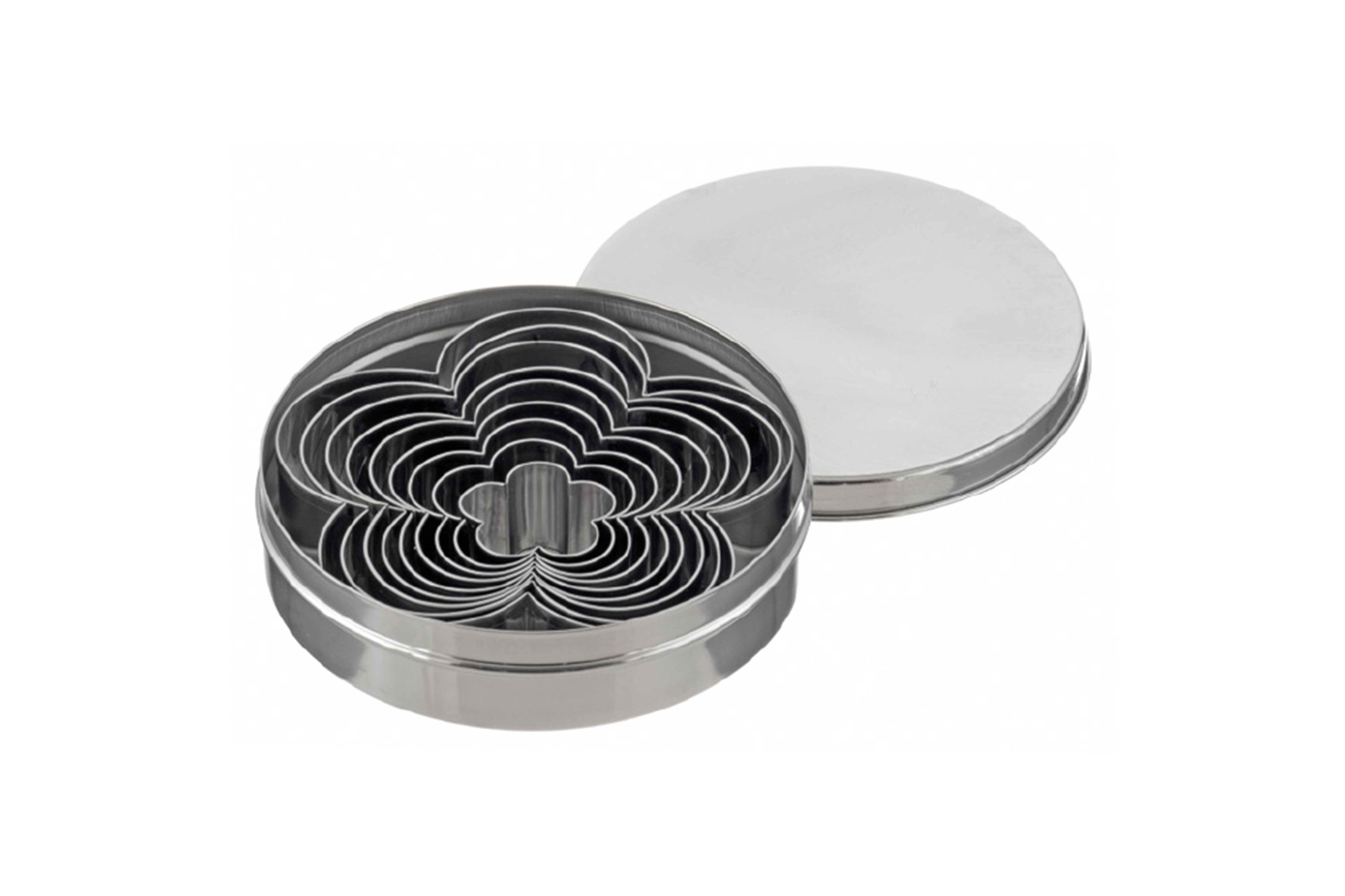 Dekor Ausstecher im Satz Blüte 9-tlg., Höhe: 20 mm, Edelstahl