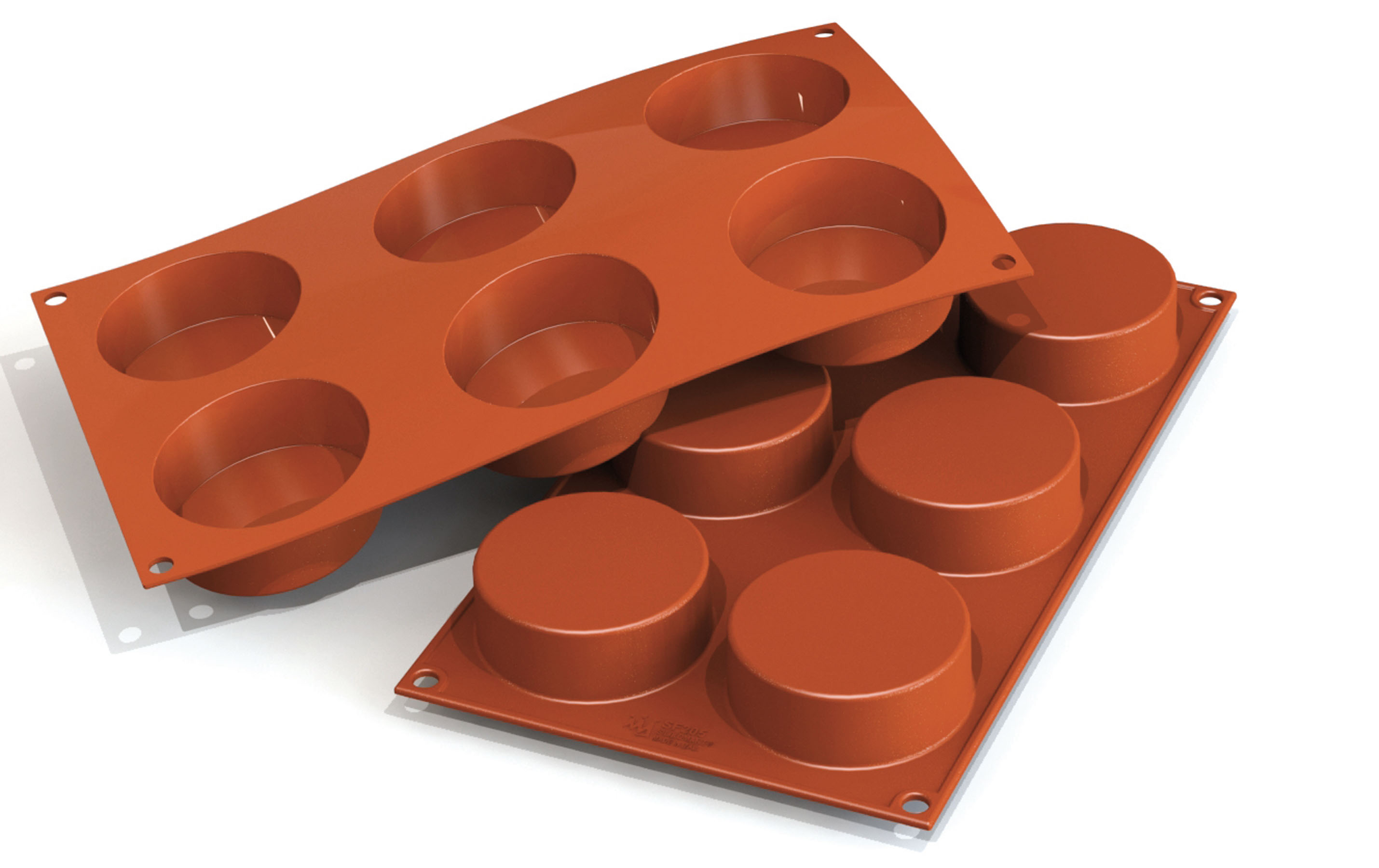 Silikon - Backform Zylinder, 6 x 103,5 ml, D: 70 mm, H: 27 mm