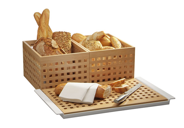 Box BROTSTATION 34 x 26 cm, H: 12,5 cm, Buchen-Holz, rechteckig