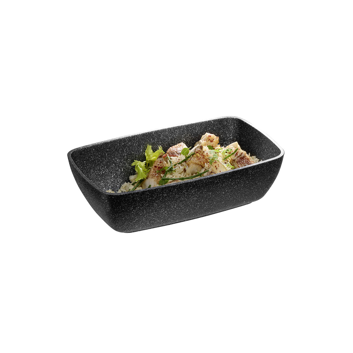 GN 1/4 Schale FROSTFIRE, Aluminium, schwarz/ silber, antihaftbeschichtet, I: 2 Liter, 26,5 cm x 16,2 cm, H: 7,5 cm