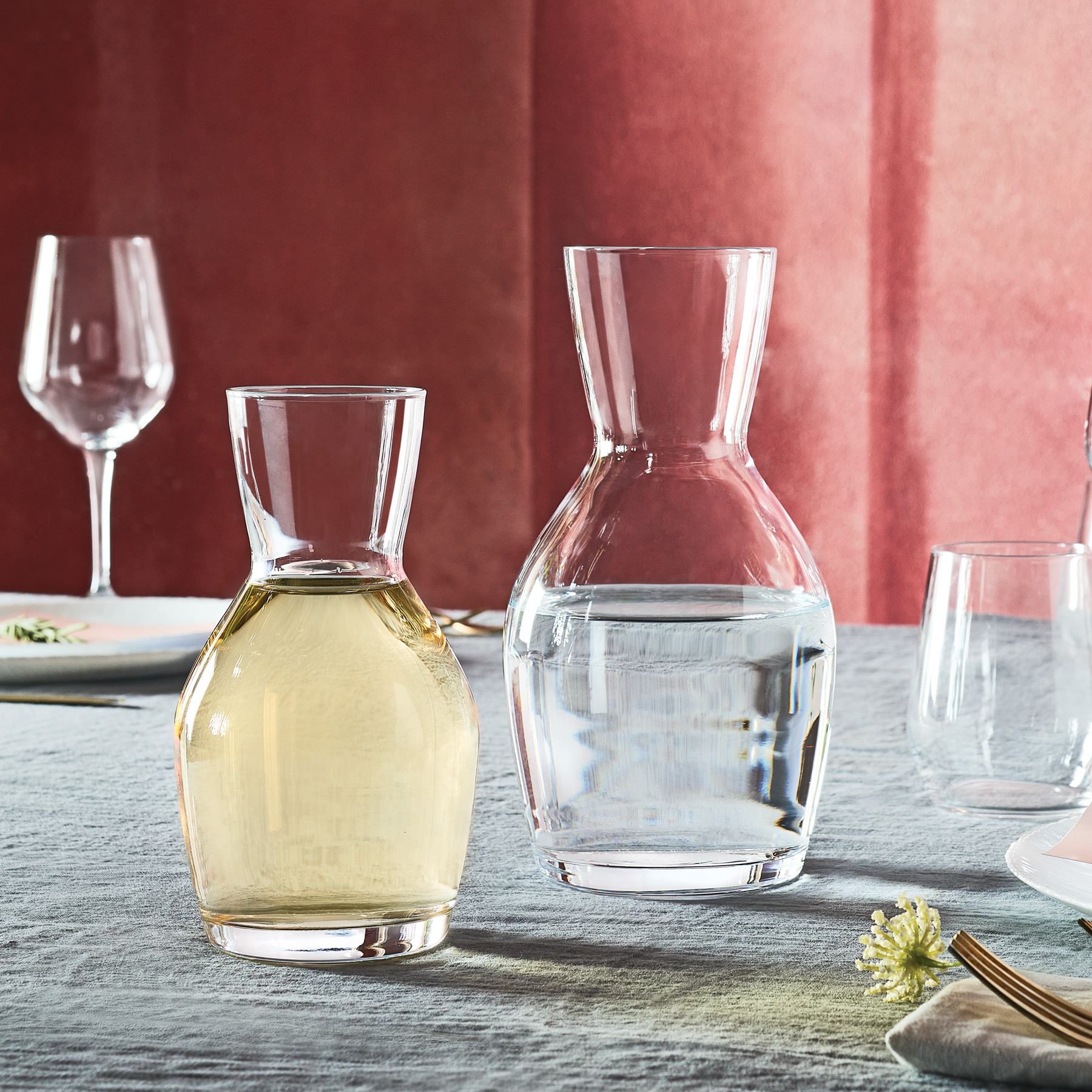 Karaffe Ypsilon Bulboso 114 cl m. Füllstrich 1.00 ltr. |-|, I: 1140 ml, H: 215 mm, D: 115 mm