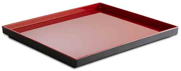 GN 2/3 Tablett ASIA PLUS 35,4 x 32,5 cm, H: 3 cm, Melamin, außen: schwarz, matt, innen: rot