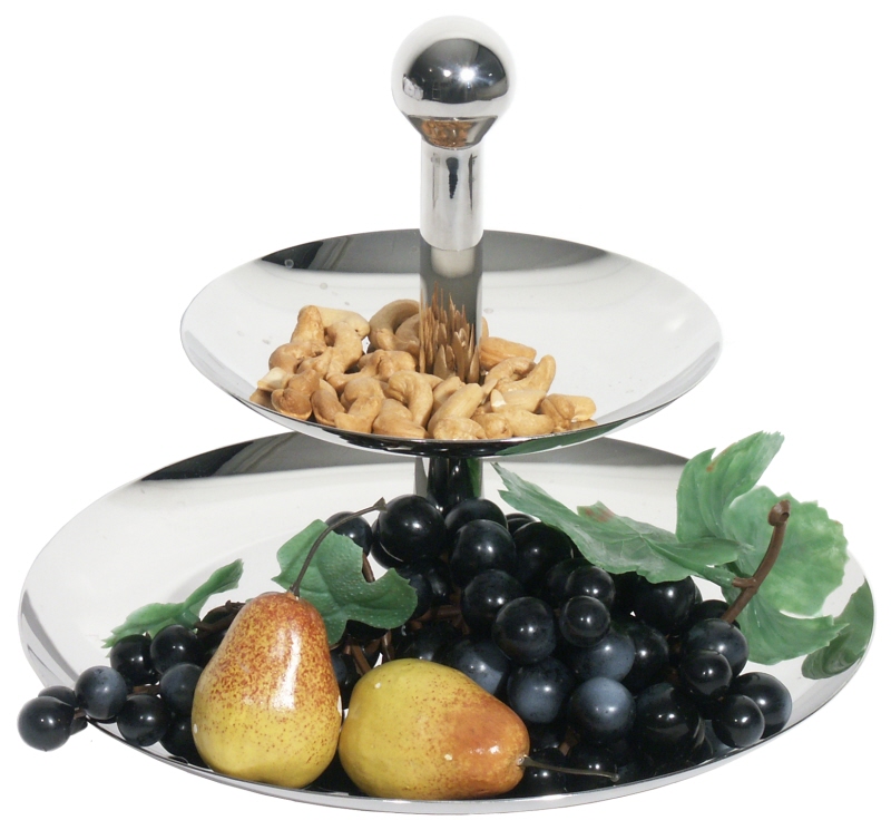 Schalen-Etagere, 2-stufig, Edelstahl, D: 16/27 cm, H: 22 cm