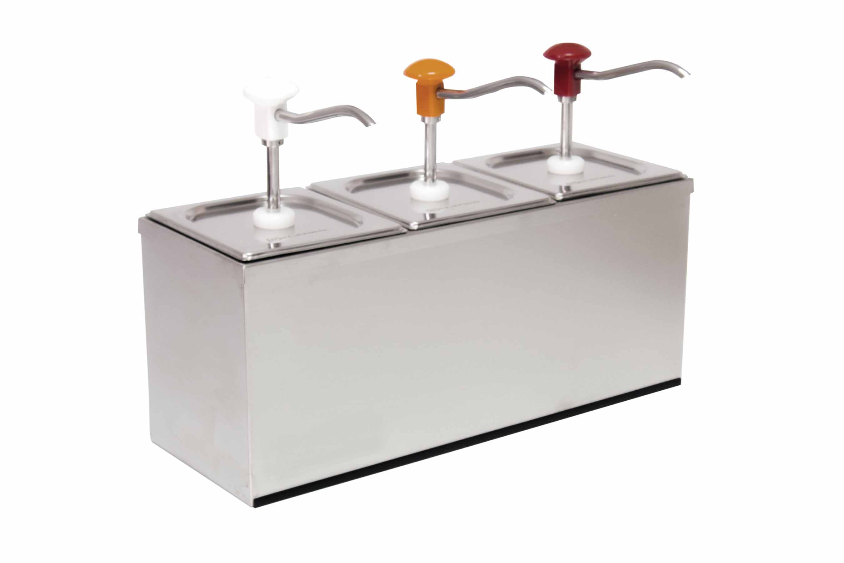 Dosierspender GN- Behälter, 3- fach weiss/ rot/ gelb, Inh. 3 x 3 ltr., 504 x 185 x 345 mm