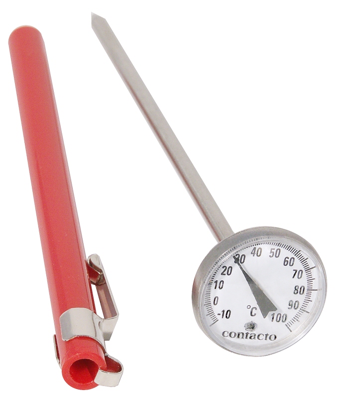 Thermometer, mit Klemme, Edelstahl, D: 2,5 cm, L: 14 cm