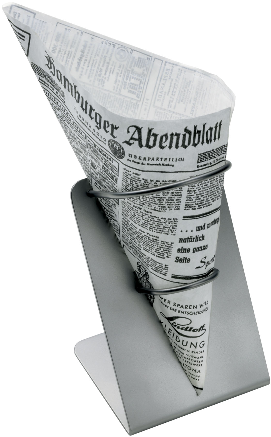 Pommes Frites-Tütenhalter - Modell 329, Edelstahl 18/10, LxBxH: 100 x 100 x 170 mm