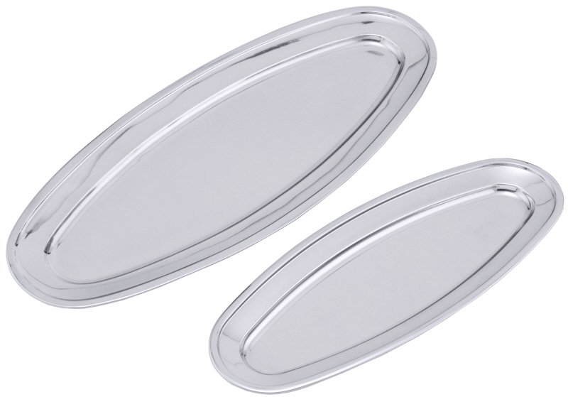 Fischplatte, gebördelter Rand, Edelstahl, 75 x 28 x 2,8 cm