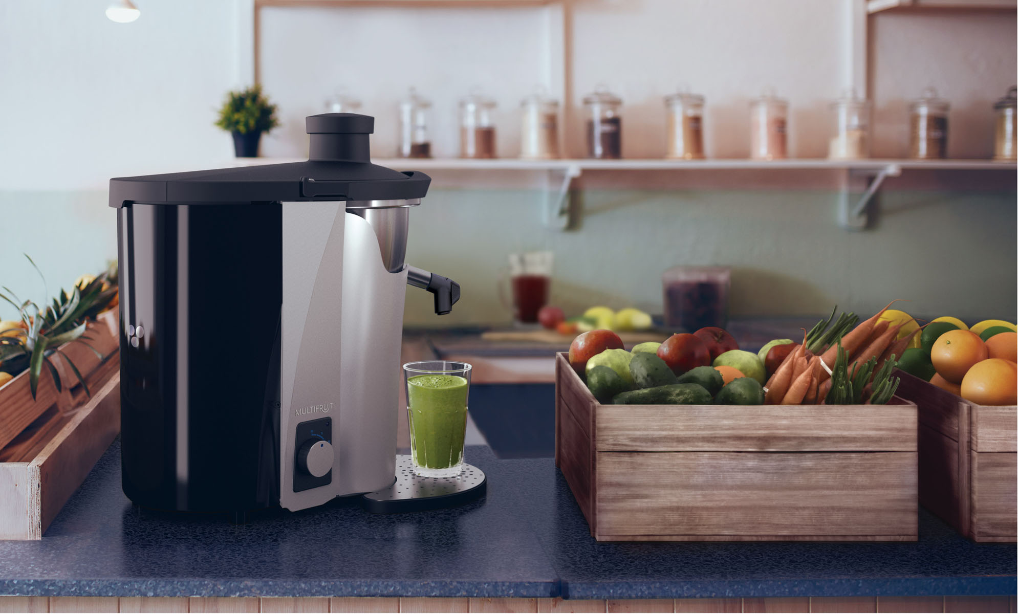 ZUMEX - MULTIFRUIT, Entsafter für Obst u. Gemüse max. D: 7,4 cm, 290 x 500 x 510 mm, Farbe: Black