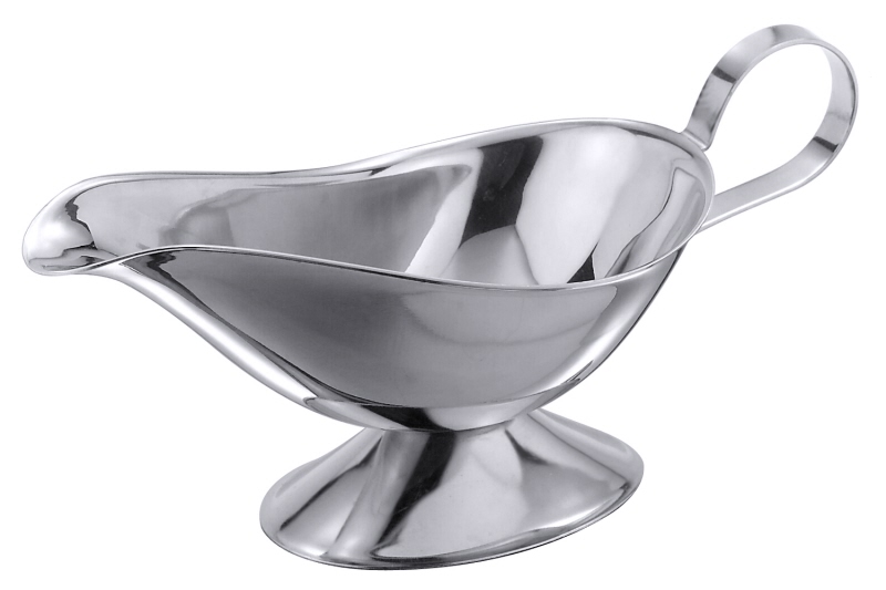 Sauciere mit Fuß, Edelstahl, I: 0,1 ltr., H: 7,5 cm, L: 15 cm