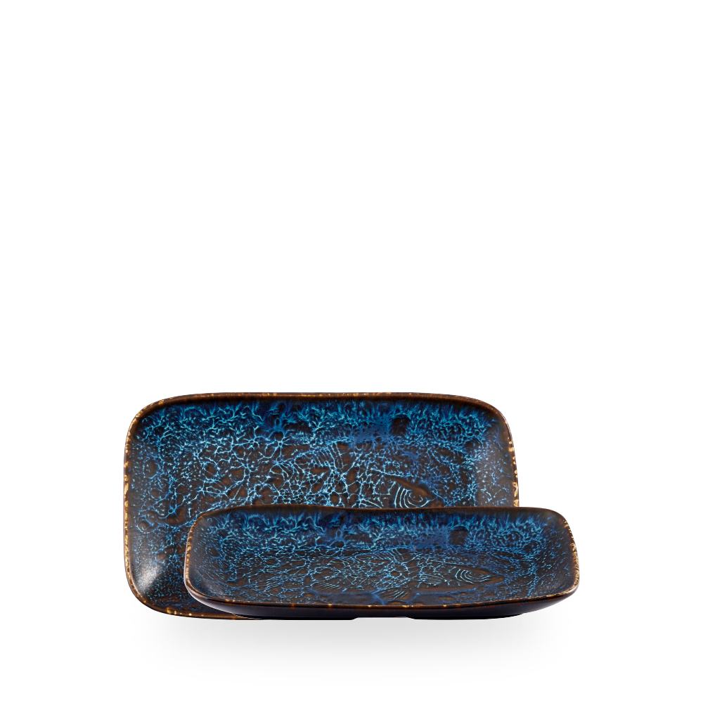 Churchill, Inked Fresco : Sapphire Blue - Tablett tief, natürliche Form, 22 x 13 cm
