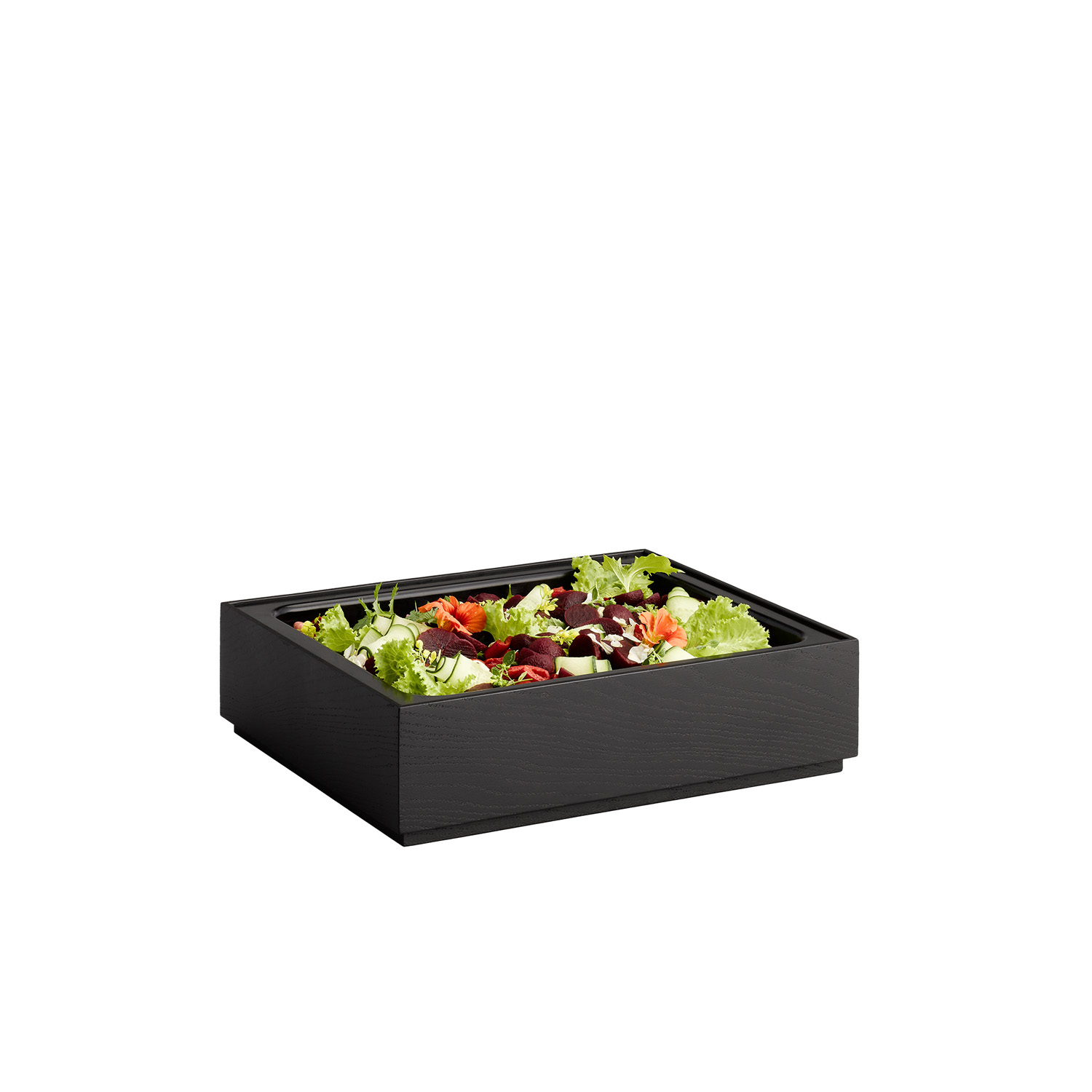 GN 1/2 Holzbox VALO, Eichenholz schwarz lackiert, 32,5 x 26,5 cm, H: 8,5 cm