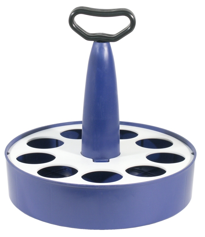 Gläserträger für 9 Gläser, Tragegriff, blauer Kunststoff, D: 31,5 cm, H: 35 cm