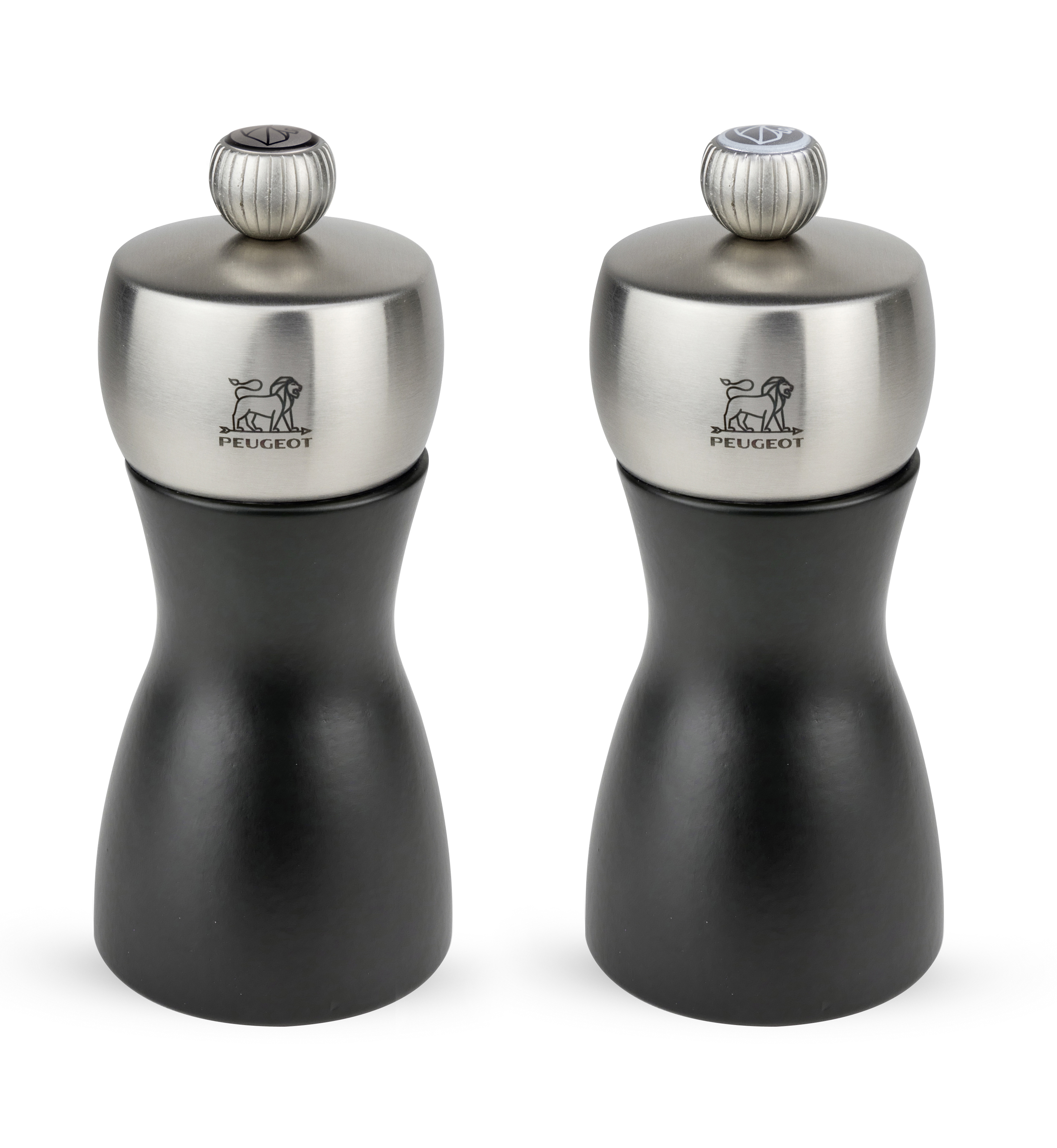 Peugeot : Fidji Duo  - Pfeffer- und Salzmühle, manuelle Buchenholz-Mühle m. Edelstahl, Größe: 12 cm, Farbe: fidji schwarz