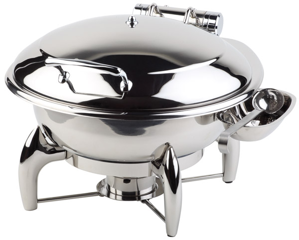Chafing Dish GLOBE D: 38,5 cm, H: 34 cm, I: 6 ltr., Edelstahl, abnehmbarer Glasdeckel, mit Sandwichboden