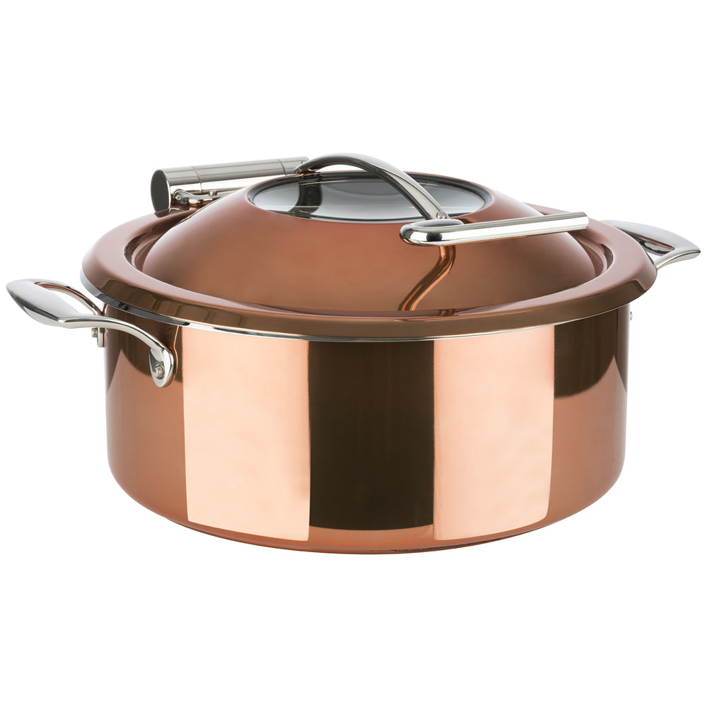 Chafing Dish, 4-tlg. Set, D: 30,5 cm, H: 17,5 cm, 18/8 Edelstahl, Fb. kupfer-look