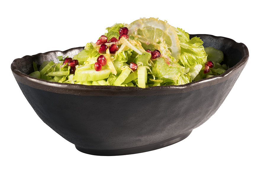 Schale MARONE 27,5 x 19 cm, H: 9 cm, 0,14 ltr., Melamin, schwarz, brauner Rand