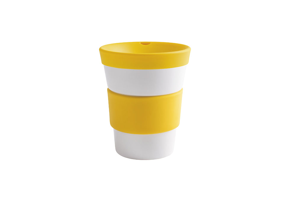 Kahla, Cupit - Becher mit Trinkdeckel 0,35 ltr., Banderole glatt: sunny yellow