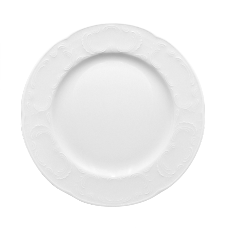 Bauscher, Mozart - Teller flach flache Fahne 25, weiss, uni, 24,6 cm