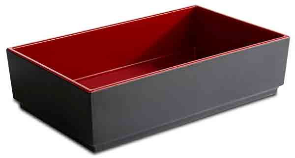 Bento Box ASIA PLUS 25 x 15,5 cm, H: 6,5 cm, 1,4 ltr., Melamin, außen: schwarz, matt, innen: rot
