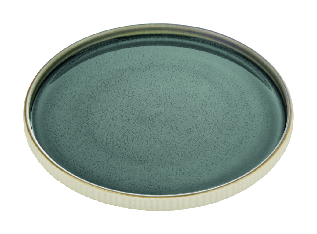 Playground, Steinzeug - NARA Grau : Relief- Teller flach rund 27 cm