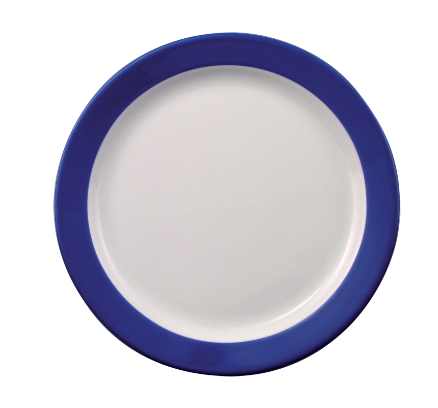 Eschenbach, Color - Dessert-, Vorspeisen-Teller, flach Fahne, weiss/ blau, 24 cm