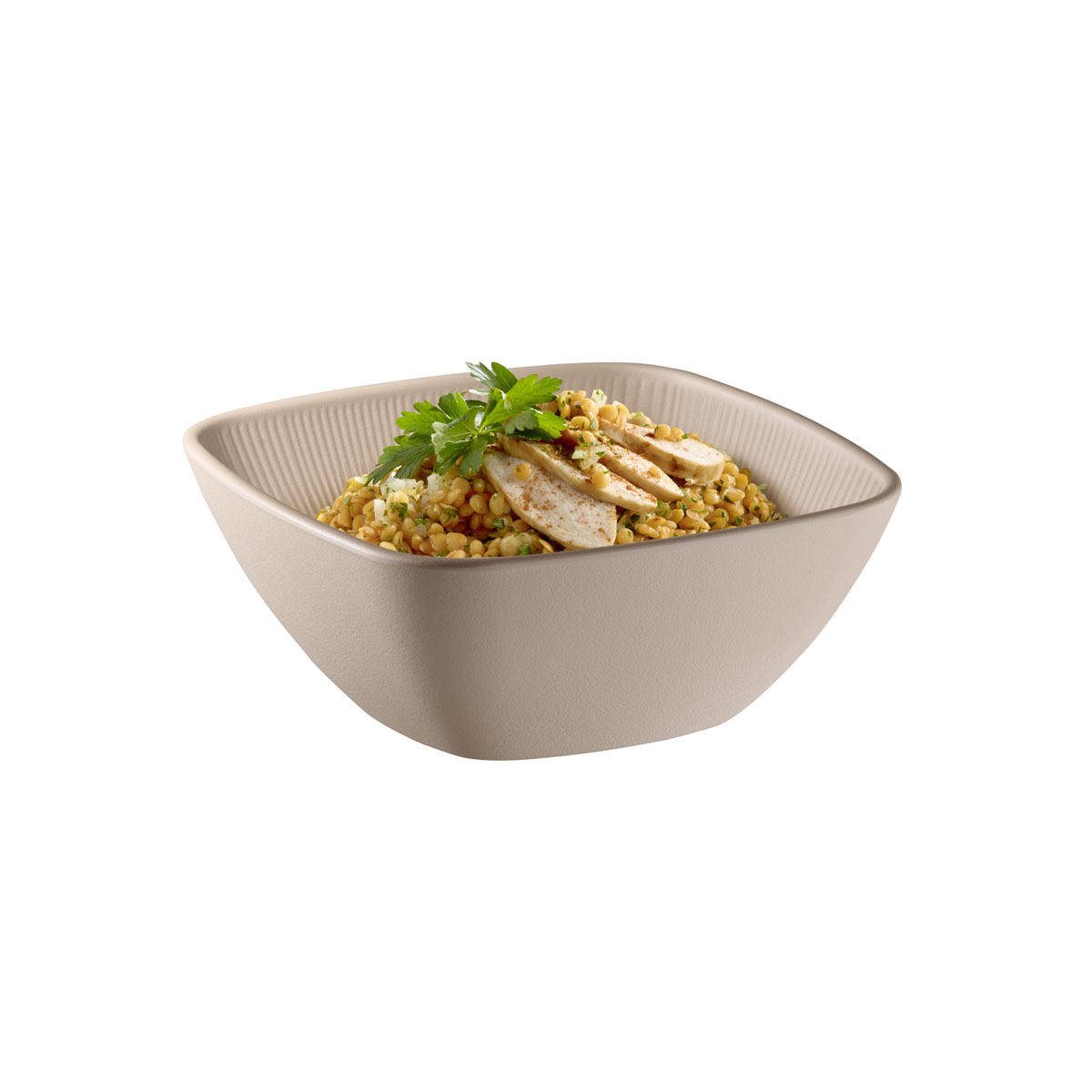 Schale NERO, Melamin, I: 1,5 Liter, 19,5 cm x 19,5 cm, H: 8 cm, Fb. sand