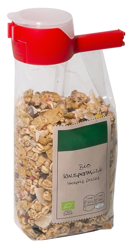 Beutelklammer mit Schütte, rot, 14 cm