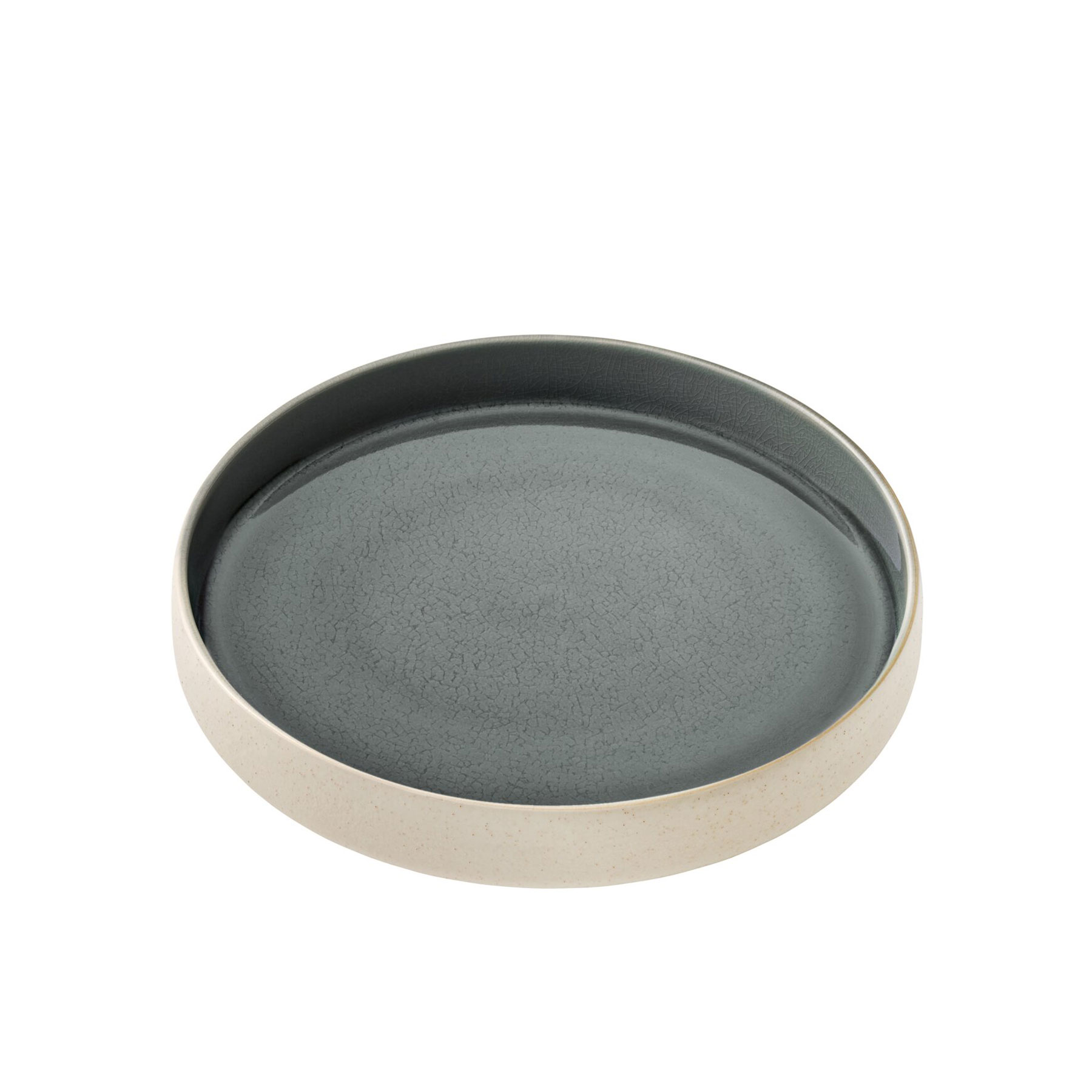 Playground, Steinzeug - NARA Grau : Teller tief rund hoher Rand, 24 cm/ 1,3 ltr.