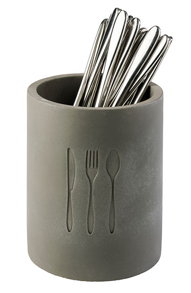 Besteckbehälter ELEMENT, D: 11 cm, H: 14 cm, Beton, möbelschonende Unterseite