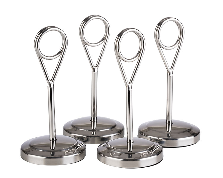 Kartenhalter, 4er Set, mit 20 schwarzen Karten, D: 5 cm, H: 10,5 cm, Farbe: stainless steel