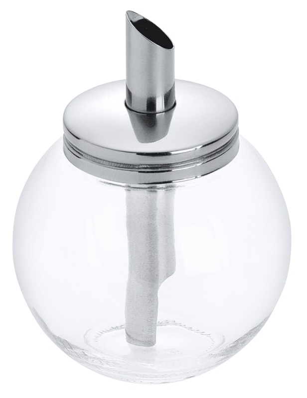 Zuckerstreuer, Pressglas, Edelstahlkappe, I: 0,225 ltr., D: 8,5 cm, H: 12 cm