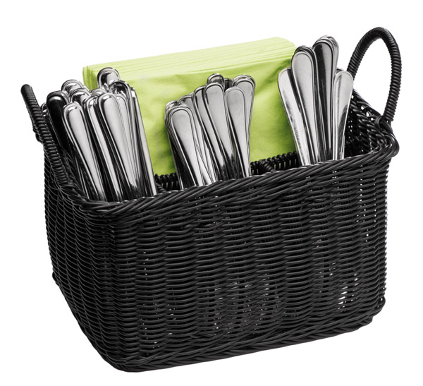 Besteckkorb ECONOMIC 26 x 18 cm, H: 15 cm, PP, Fb. Schwarz, 2 Griffe
