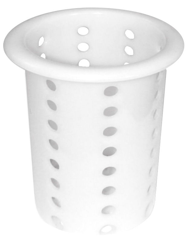 Besteckköcher, perforiert, PE, weiss, D: 12 cm, H: 13,5 cm