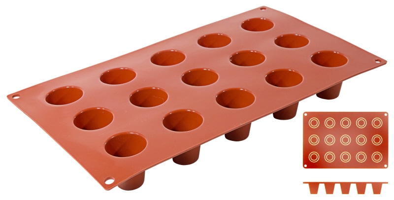 Silikon-Backmatte Dariol, 15 Formen, D: 3,5 cm, H: 3,8 cm