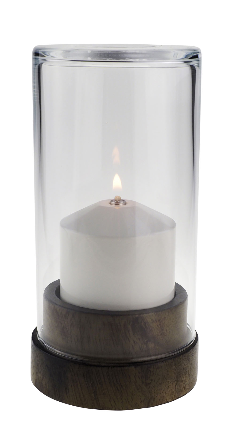 Tischlampe Ino Wood Big 80K, Lampenkörper: Holz braun, Glaszylinder: klar, Höhe: 17 cm