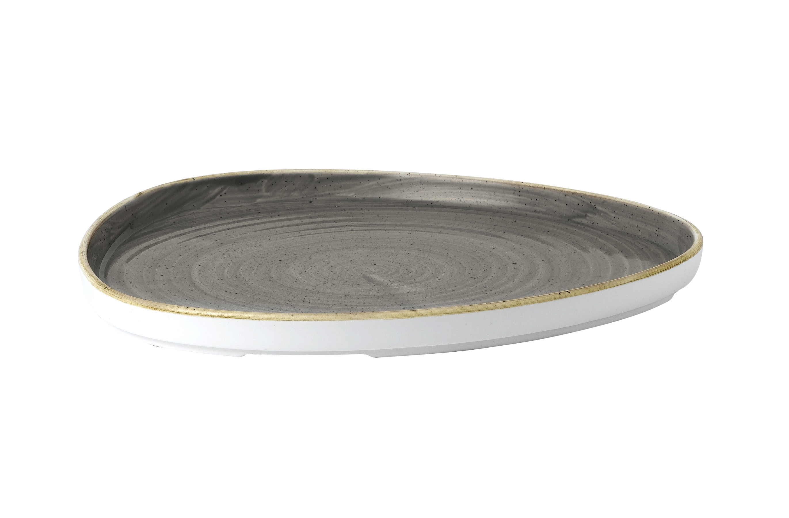 Churchill, Stonecast : Peppercorn Grey - Teller flach dreieckig m. erhöhten Rand, 26 x 2 cm