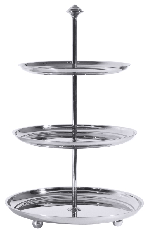 Petits-Fours-Etagere mit 3 Ebenen, Edelstahl, D: 20/22,5/25 cm, H: 39,5 cm