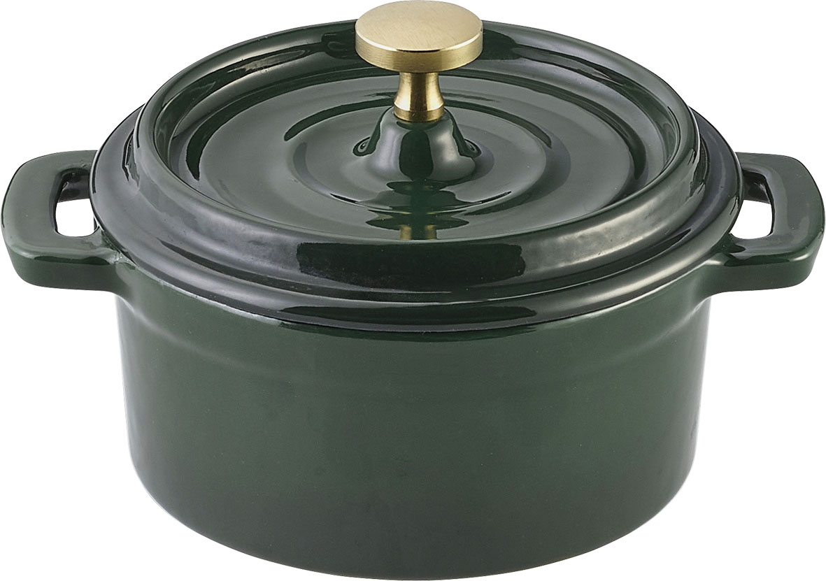 Playground, Gusseisen - Cocotte Green m. Deckel rund 10 x 5 cm/ 0,26 ltr.