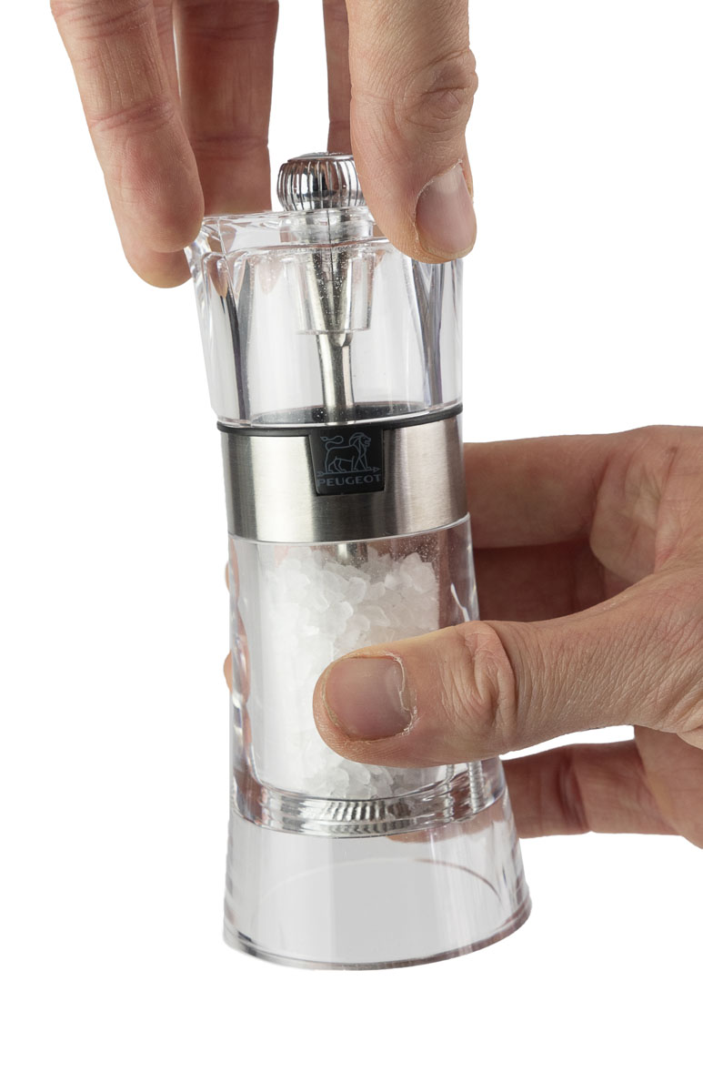Peugeot : Oslo - Salzmühle, manuelle Acryl-Mühle, Größe: 14 cm, Farbe: transparent