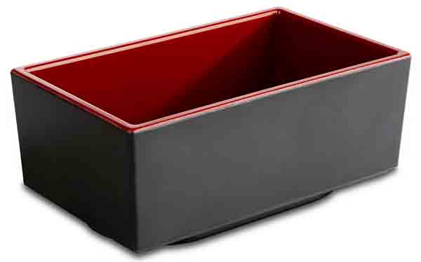 Bento Box ASIA PLUS 15,5 x 9,5 cm, H: 6,5 cm, 0,5 ltr., Melamin, außen: schwarz, matt, innen: rot