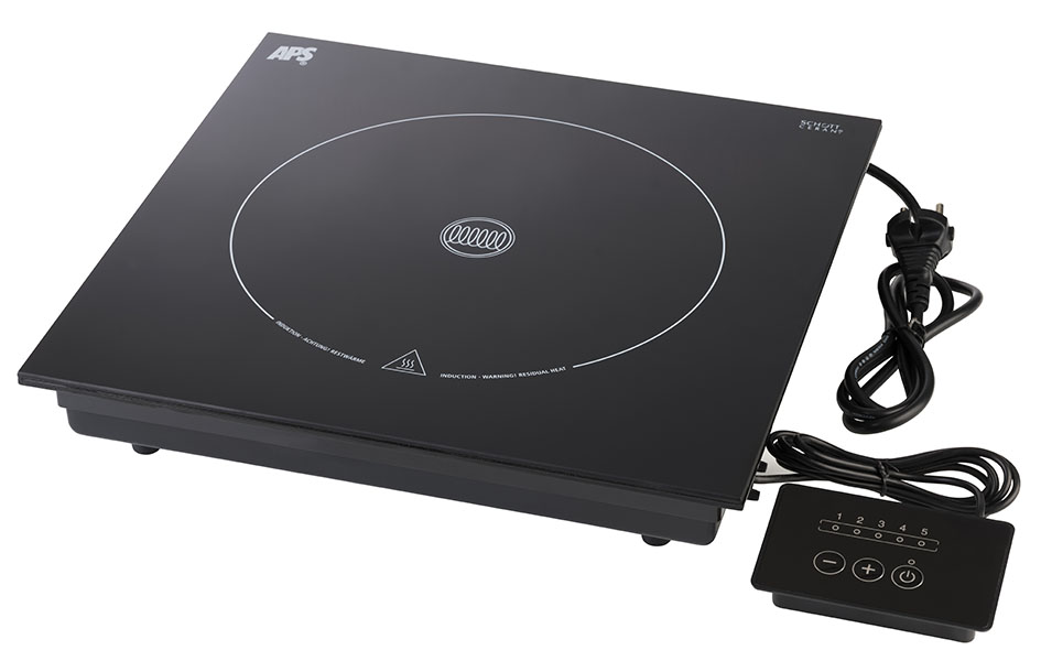 Einbau-Induktionskochplatte 35,5 x 35,5 cm, H: 6 cm, 2000 Watt, Fernbedienung, mit Schott-Ceranglas