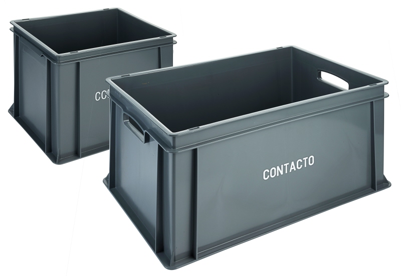 Stapel-Transportkasten, flach, PE, grau, 60 x 40 x 21,5 cm