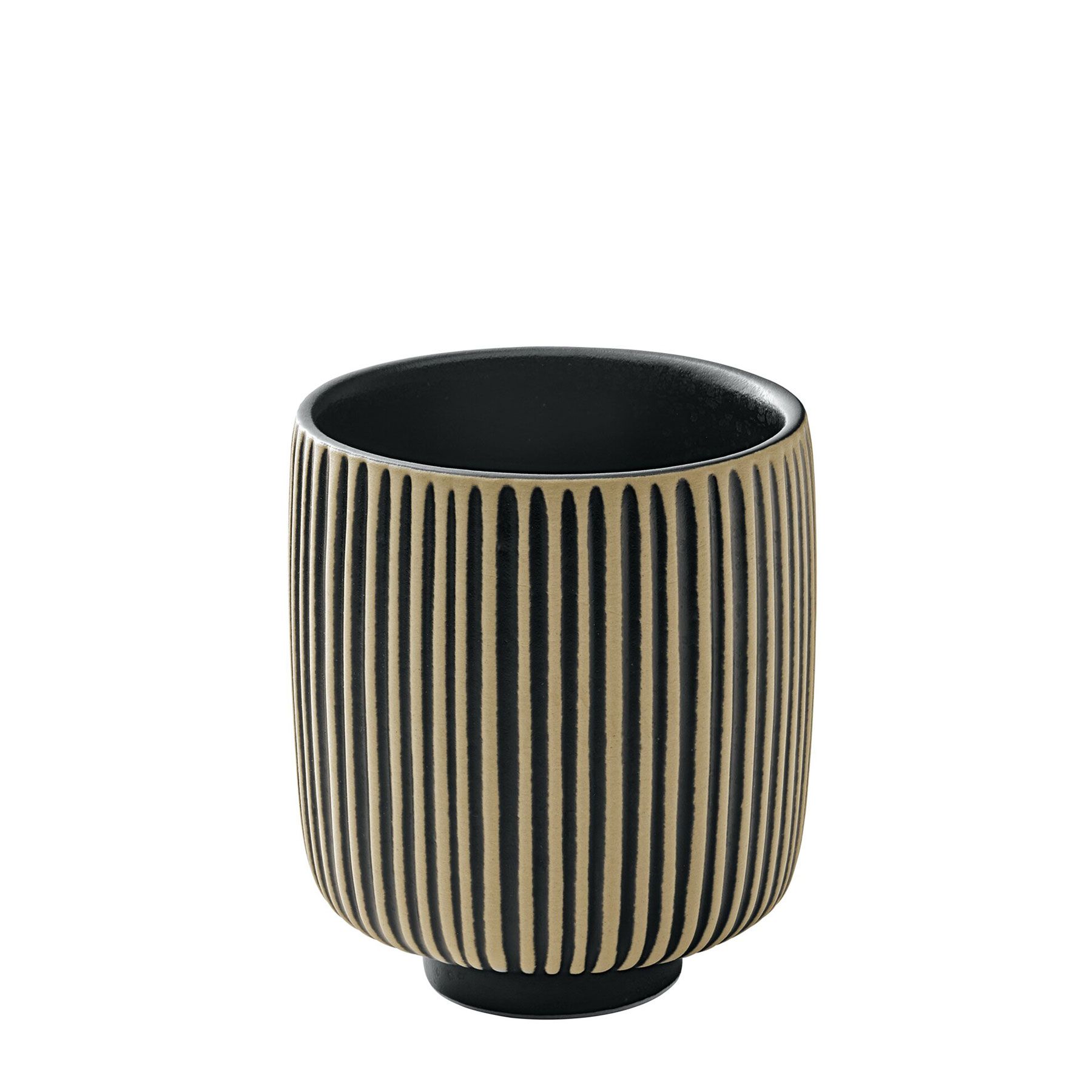 Playground, Steinzeug - NARA Schwarz/ Weiss : Becher hoch , Relief, 0,3 ltr.