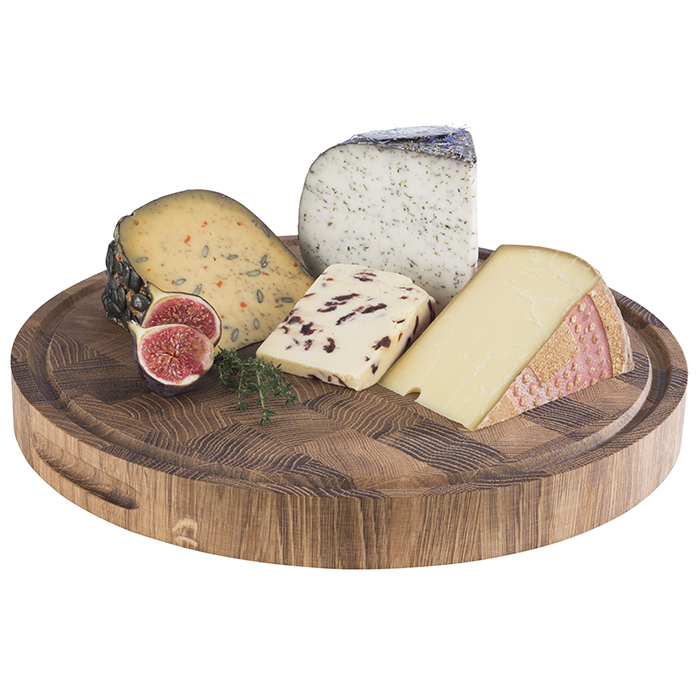 Buffetbrett PROFI, D: 39 cm, H: 4,5 cm, Eichenholz, mit Saftrinne