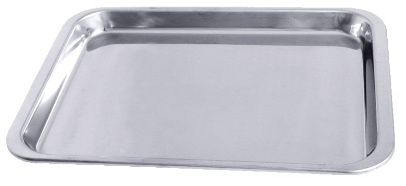 Auslagetablett, rechteckig, gebogener Rand, Edelstahl, 38,5 x 27 x 1,8 cm